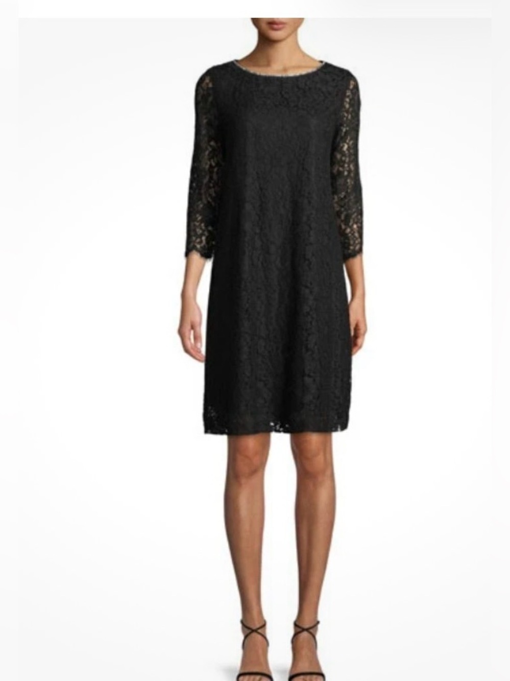 KARL LAGERFELD Paris Black Lace ¾
Sleeve Shift Dress Size 16
